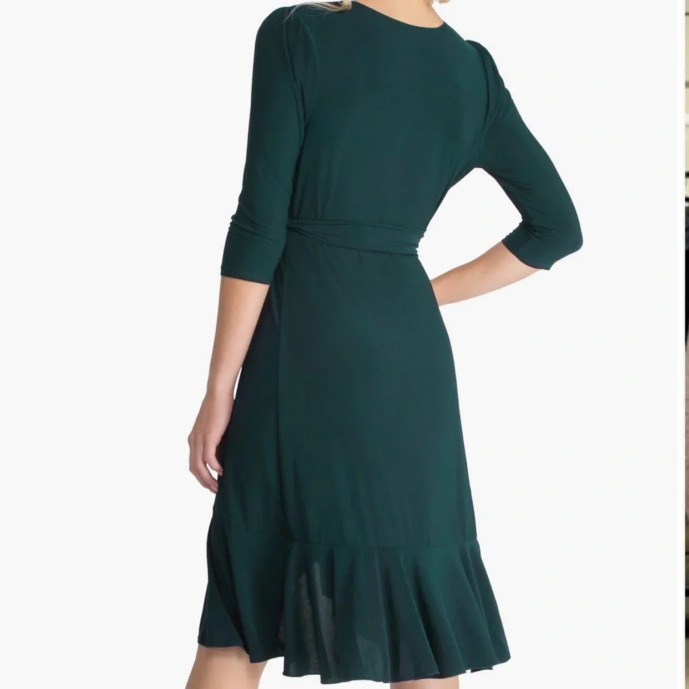 Kiyonna Whimsy Hunter Green Wrap Dress - Picture 2 of 7